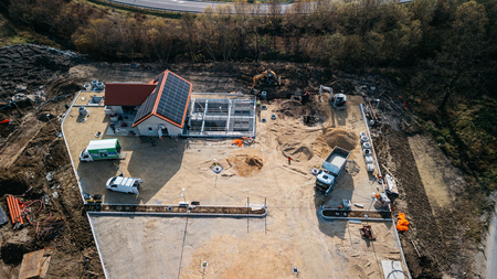 Gradbišče čistilne naprave novembra 2025