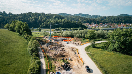 Gradbišče čistilne naprave maja 2025