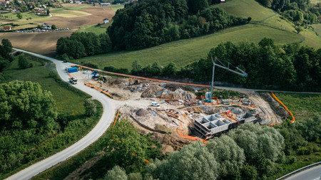 Gradbišče čistilne naprave maja 2025